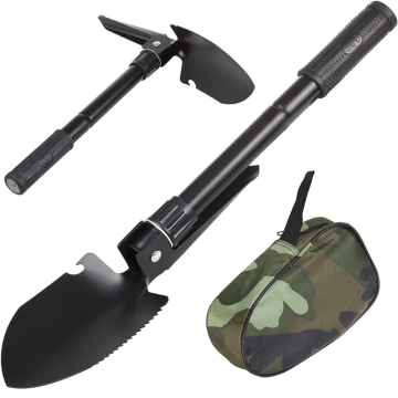 Multifunctional Portable Folding Shovel with Storage Bag for Outdoor Camping and Gardening