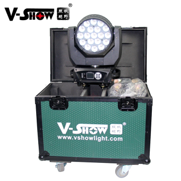 VSHOW AURA1915 LED Stage Light - 2pcs with Flight Case, 19x 15W LED Moving Head Wash Light
