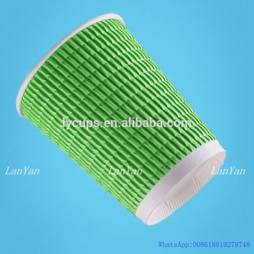 8oz 12oz 16oz Kraft Disposable ripple wall paper cups with design