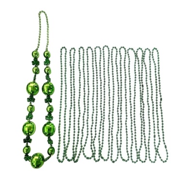 Green Mardi Gras Beaded Necklaces for Party Favors and St. Patrick's Day Jewelry