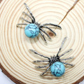 Turquoise 16MM Ball Antique Silver Spider Pendant (47x40mm) Keychain