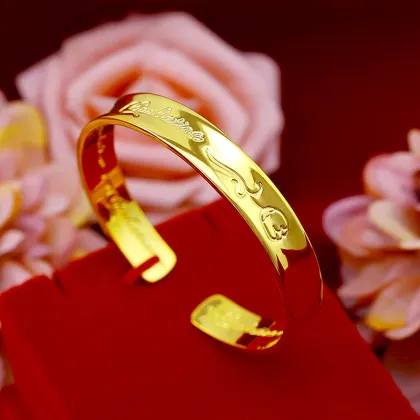 Fast Shipping Japan, South Korea & Vietnam Inspired Sargent Gold Plated Carnations Wide Version Bracelet - Popular Fashion Jewelry