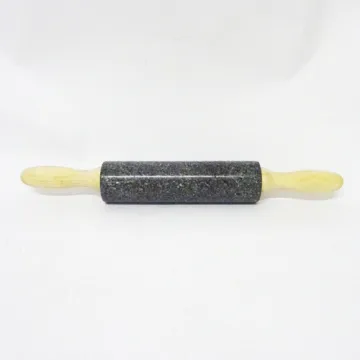 Black Marble Rolling Pin With Wooden Handle
