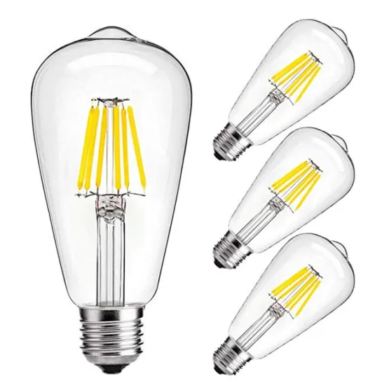 Vintage ST64 LED Filament Bulb E27 - 4W/6W/8W Amber Clear Glass for 110V/220V RoHS Compliance
