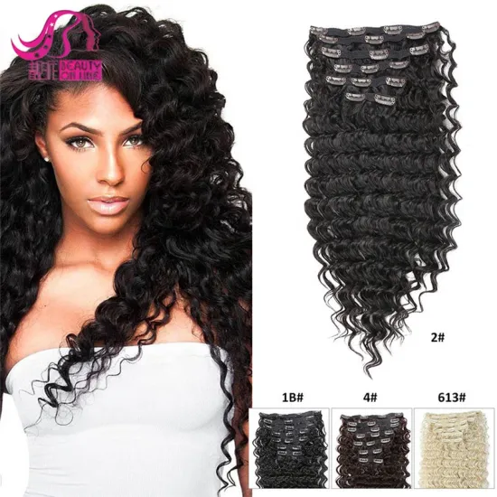 Deep Wave Deep Curly Heat Resistant Synthetic Hair Pieces 20 Clips Hair Extensions