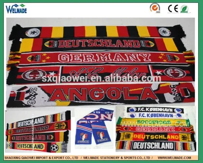high quality of Football Fan scarf, knitted scarf, soccer scarf, custom fashion scarf