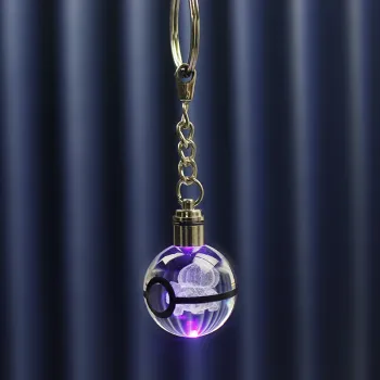 Wholesale Popular Children's Christmas Gift 3D Laser Pokemon Go Pokemon Ball Crystal LED Keychain