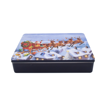 Customized Christmas Square Gift Box Rectangular Tin Box