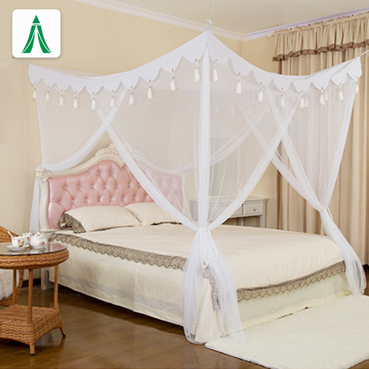 Double bed tassel canopy square mosquito net