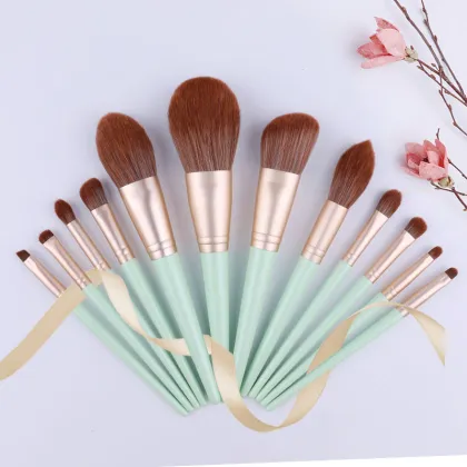 10pcs green Cosmetics brush set