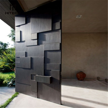 Modern Wood Pivot Entrance Door Designs with Side Lights for Houses and Villas