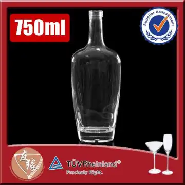 Super White Glass Long Neck Vodka / Brandy Clear 750 ml Glass Bottle