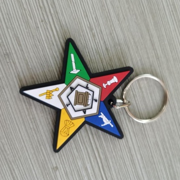 OES Star Greek Letters PVC Keychain - White Sorority Fraternity Gifts | Rubber Key Ring
