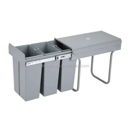 Home Zone Living Kitchen Trash Can - Pull Out Under Cabinet Trash Bin, Dual Compartment Recycling Combo