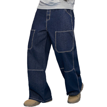 Vintage Blue Denim Men's Wide Leg Trousers: Stylish Hip Hop Streetwear