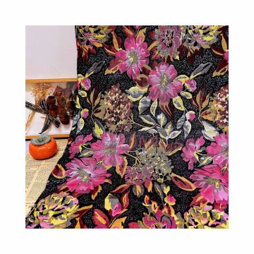 Jacquard Brocade Fashion Fabric - 100% Polyester, Wrinkle Resistant, Oil Painting Inspired Design