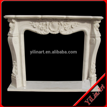 Polished White Marble Indoor Used Freestanding Stone Fireplace Mantel