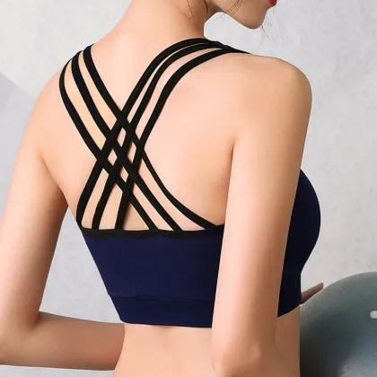 Shunaier Shockproof Cup Crossover Beauty Back Sports Bra