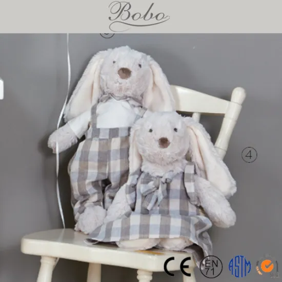 Plush Rabbit with Plaids Dressing Kids Toys