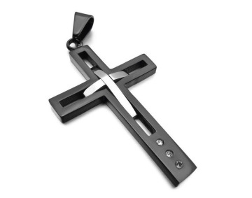 Stainless Steel Cross Pendant Jewelry Black Cross Pendant Necklace