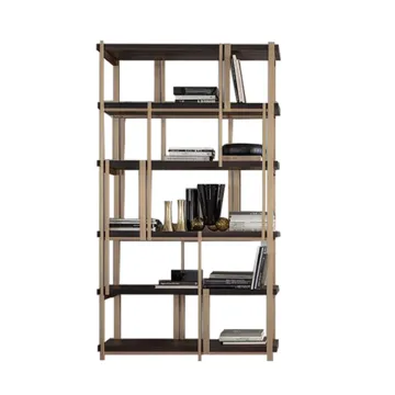 Luxury Gold Steel Wooden Bookshelf for Living Room
