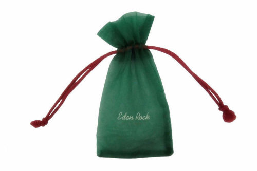 Green Organza Drawstring Gift Pouches , Logo Ribbon For Packing