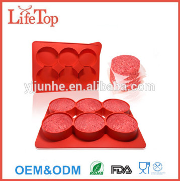 FDA Approved 6 in 1 Silicone Hamburger / Round Patty Maker Press, Silicone Burger Press