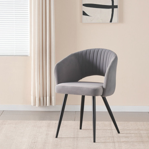 Silla de comedor de ensamblaje fácil contemporáneo en gris claro
