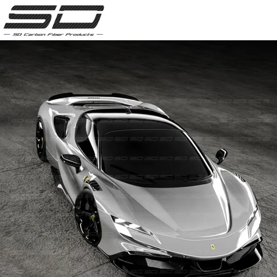 Carbon Fiber Body Kit for Ferrari SF90 Style Front Bumper Wrap Angle Rear Lip Spoiler