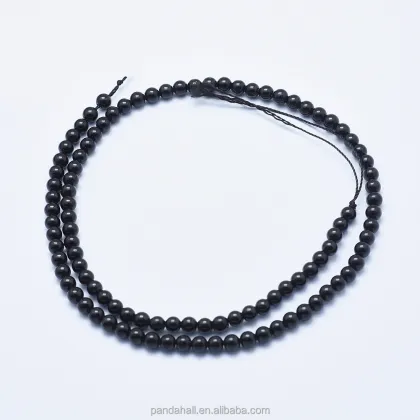 4mm Round Natural Black Tourmaline Beads - Shop at Pandahall