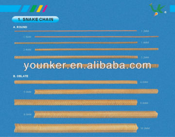 Wholesale Brass metal Round and Oblate Snake Chain for bracelet necklace jewelry
