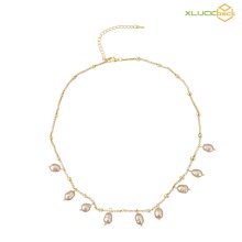 18k Gold Plated Stainless Steel Real Pearl Necklace