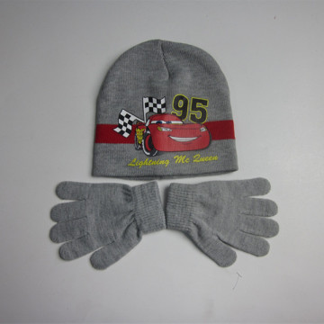 Gray Car Warm Hat Gloves