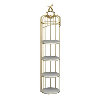 Gold Bird Cage Shaped 3-Tier Home Decor Cake Stand and Storage Rack