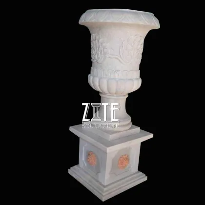 Handmade Best Quality marble pedestal stand for flower pot statue