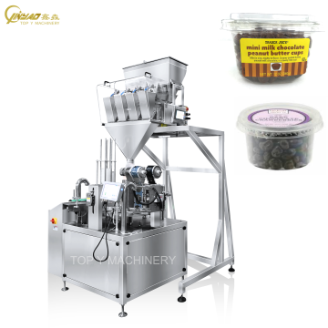 CE Approved Chocolate Beans Cup Filling Machine with Weighing and Sealing Features
