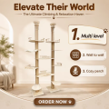 AIBIKE Árbol para gatos de madera para interiores, moderno y ecológico, con más de 4 niveles, poste rascador, torre para escalar, diseño de condominio de varios niveles