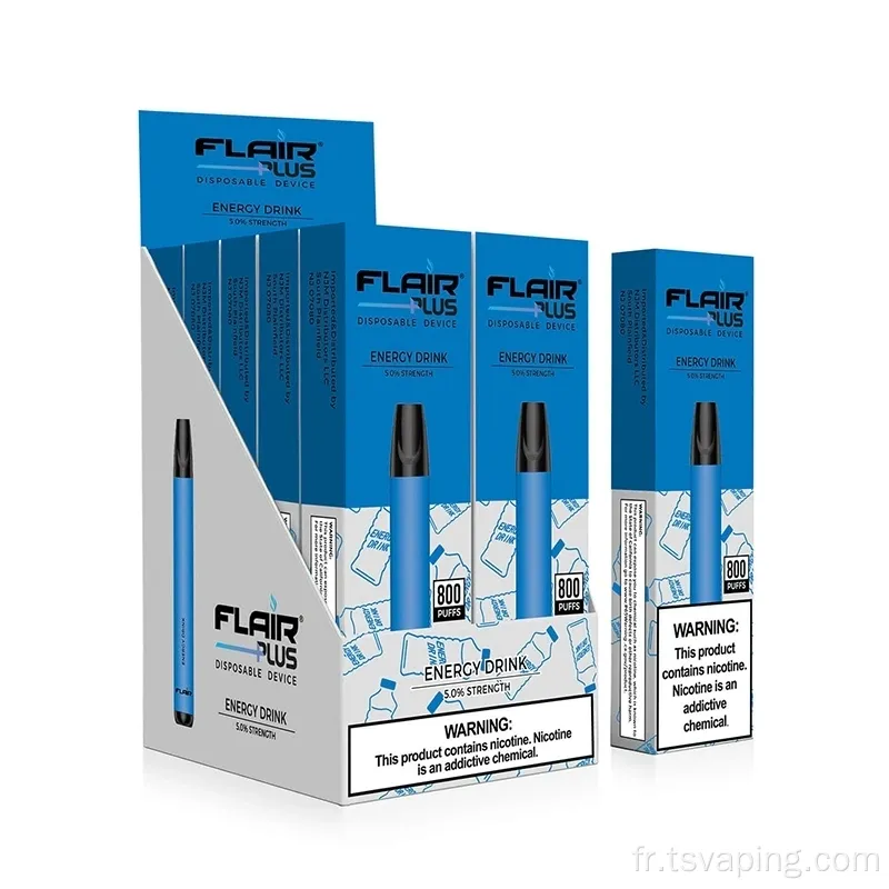 Flair de stylo vape jetable en gros plus 800 bouffées