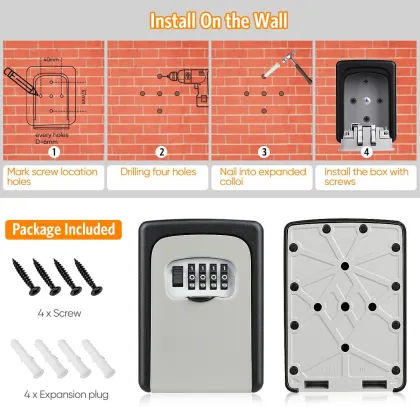 Key Lock Box with Combination Lock
