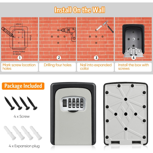 Key Lock Box with Combination Lock