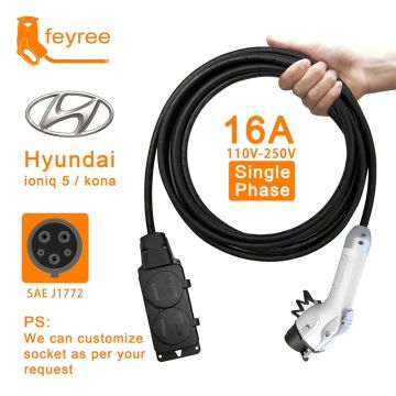 Portable Discharging Cable for Hyundai Brand EV Car with Type 1 16A 3.5kW EV Charger Plug and EU Socket