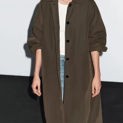 Women's casual versatile British outdoor style long windbreaker jacket