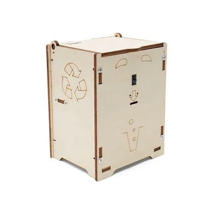 DIY Wooden Intelligent Sensor Trash Can with Infrared Induction Technology