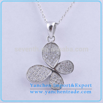 Wholesale Butterfly Shape CZ Diamond Micro Paved Necklace in Brass