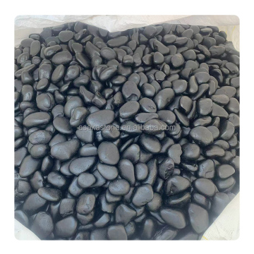 Natural Polished Black River Rock Cobblestones for Outdoor Gardens and Landscaping