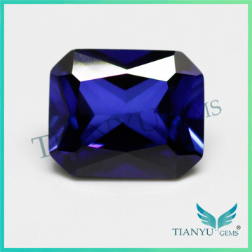 European machine cutting 34# synthetic corundum 10*8mm octagon fake blue sapphire rings