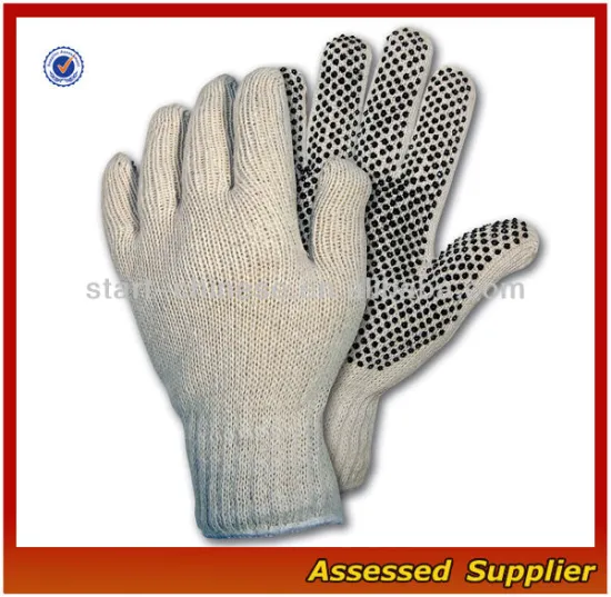 PVC dotted and string knitted gloves
