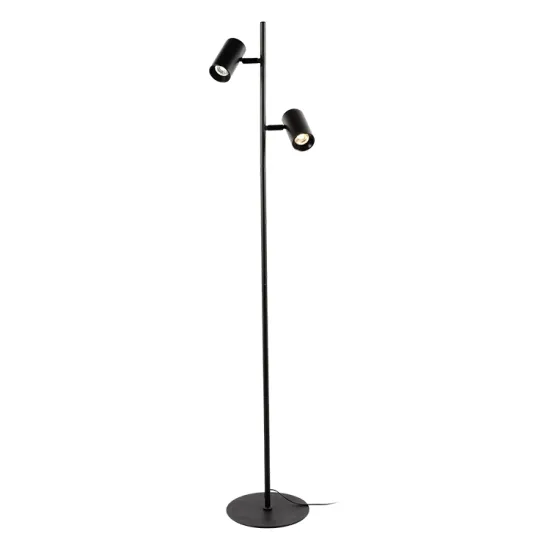 Height-Adjustable Black Nordic LED Floor Lamp with Night Light and Book Stand