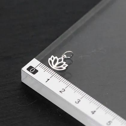 925 Sterling Silver Lotus Flower Charm Necklace Jewelry Making Pendant