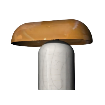 Custom Amber Glass Shade Table Lamp with White Crackle Base for Living Room and Bedroom